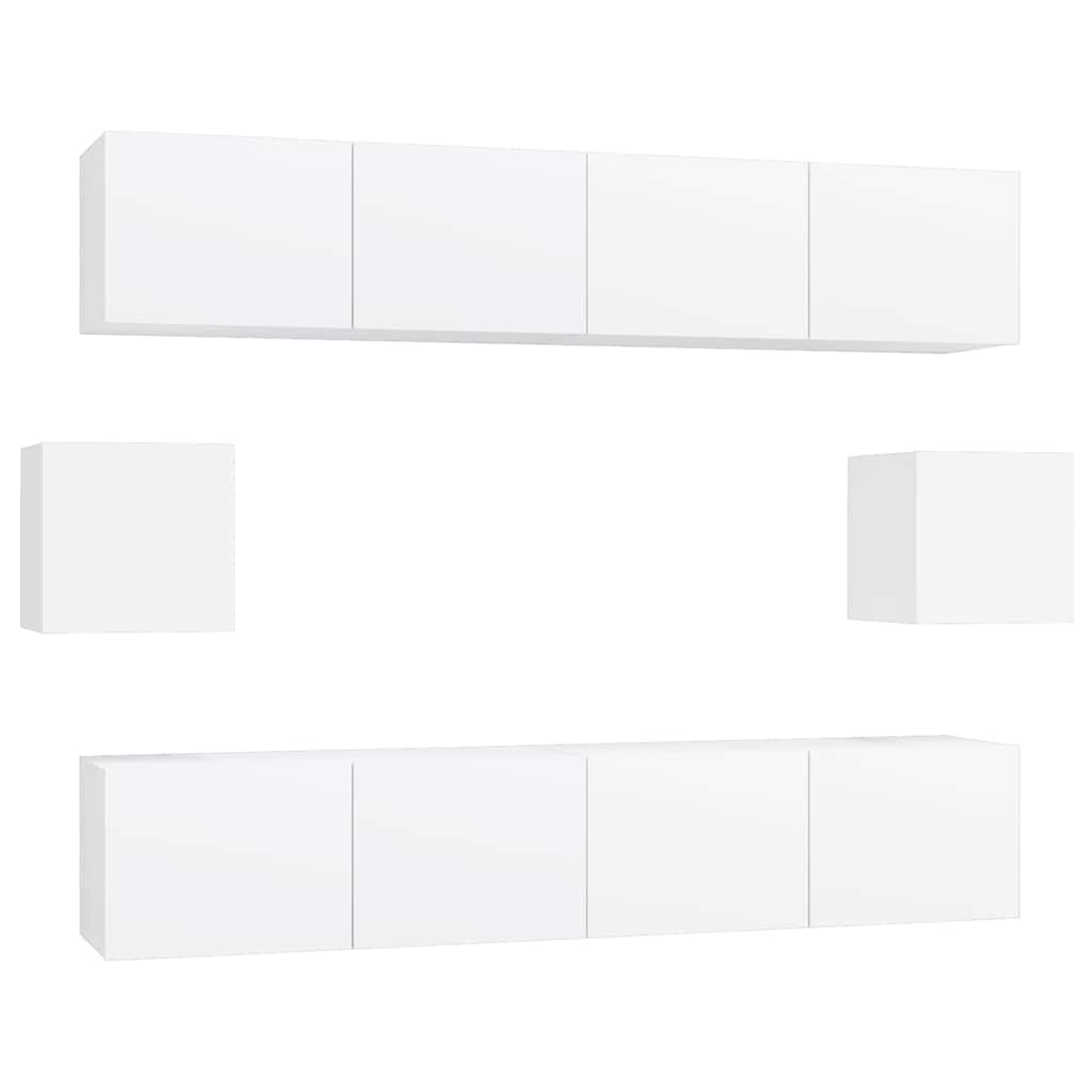 vidaXL 6-tlg. TV-Schrank-Set Weiß Holzwerkstoff