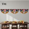 Durable Polyester Bunting Day of The Dead Skull Banner, Marigold Print Fiesta Decorative Wall Hanging Flag, Colorful Sugar Outdoor Yard Party