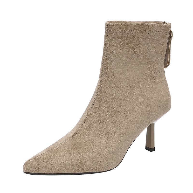 

Vintage Flannelette Stiletto Heel Booties Women s Fashion Pointed Toe Zipper Non-Slip Wear- 42 хакі