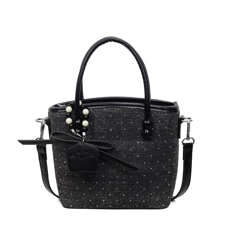 

New star denim color matching tote bag portable vegetable basket bag contrasting color fashion messenger bag women