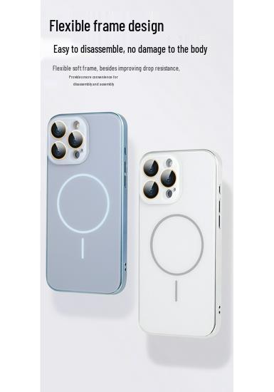 Apple 16 Pro Max Magnetic Ring Frosted Phone Case - Electroplated Soft Protective Cover