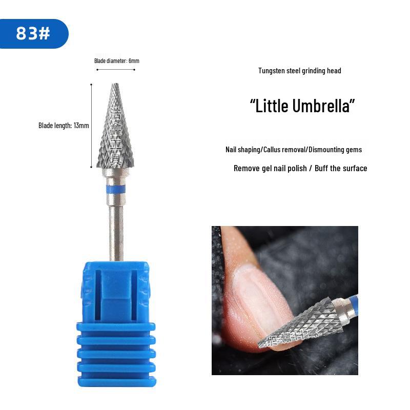 Stożkowy frez do paznokci ze stali wolframowej do usuwania lakieru żelowego