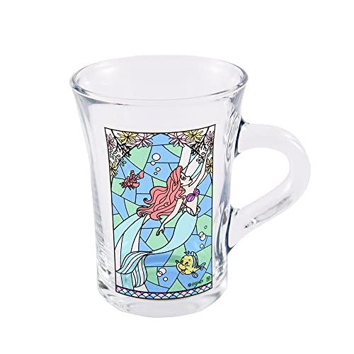 YAXEL Cute Stained Glass Mug, Microwave-Safe, Tempered Glass, Dishwasher-Safe, 230ml, Made in France, Disney Little Mermaid Design, 82599