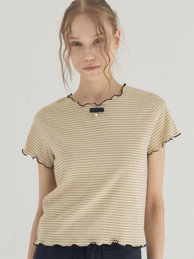 SORRY, TOO MUCH LOVE Paris Morning Stripe Top_Yellow