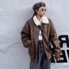 Y2k Lapel Long Sleeved Short Leather Jacket Women Vintage Slim Brown Cropped Coat 2024 New Fashion Lady Street Party Outwears