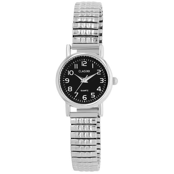 Montre femme - CX0006 - Boîtier 22 mm - Acier inoxydable argenté - Cadran noir