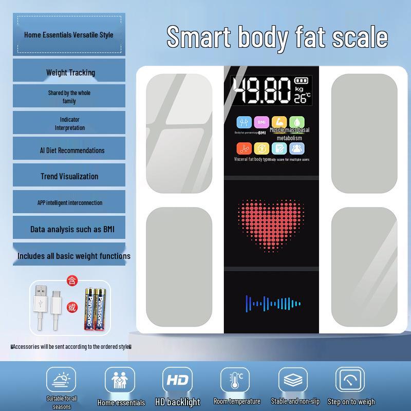 Bluetooth Body Fat Scale - Accurate Household Electronic Weight Scale for Adults