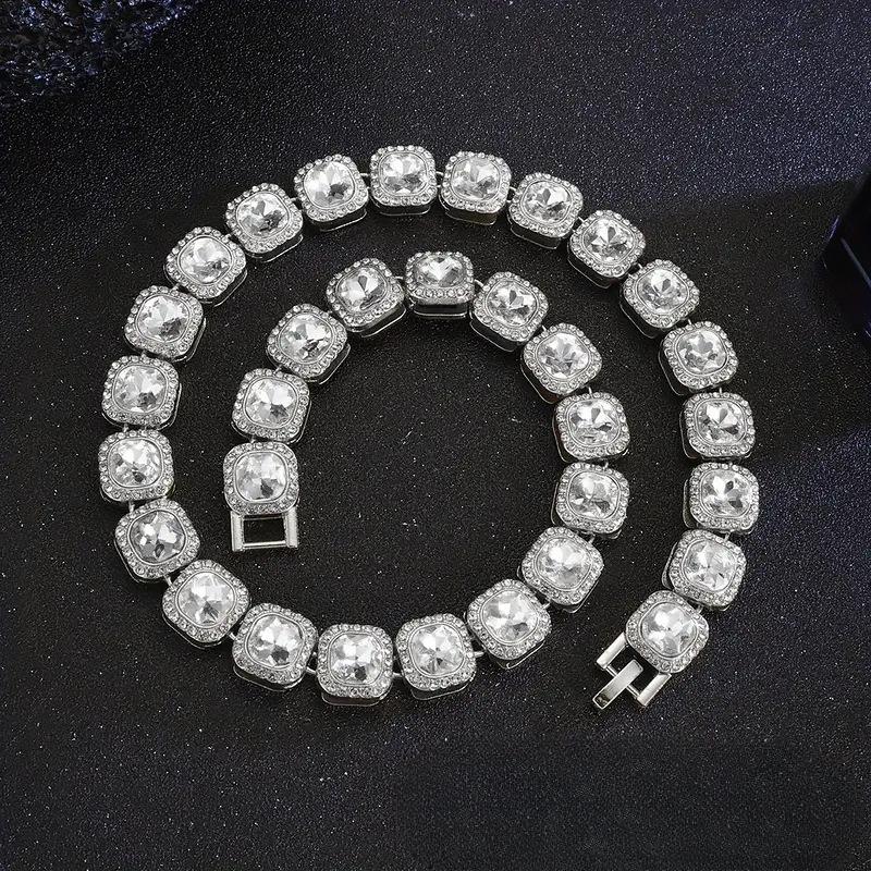 Square Diamond Diamond Inlaid Pet Collar Necklace Metal Dog Chain Dog Collar Pet Accessories