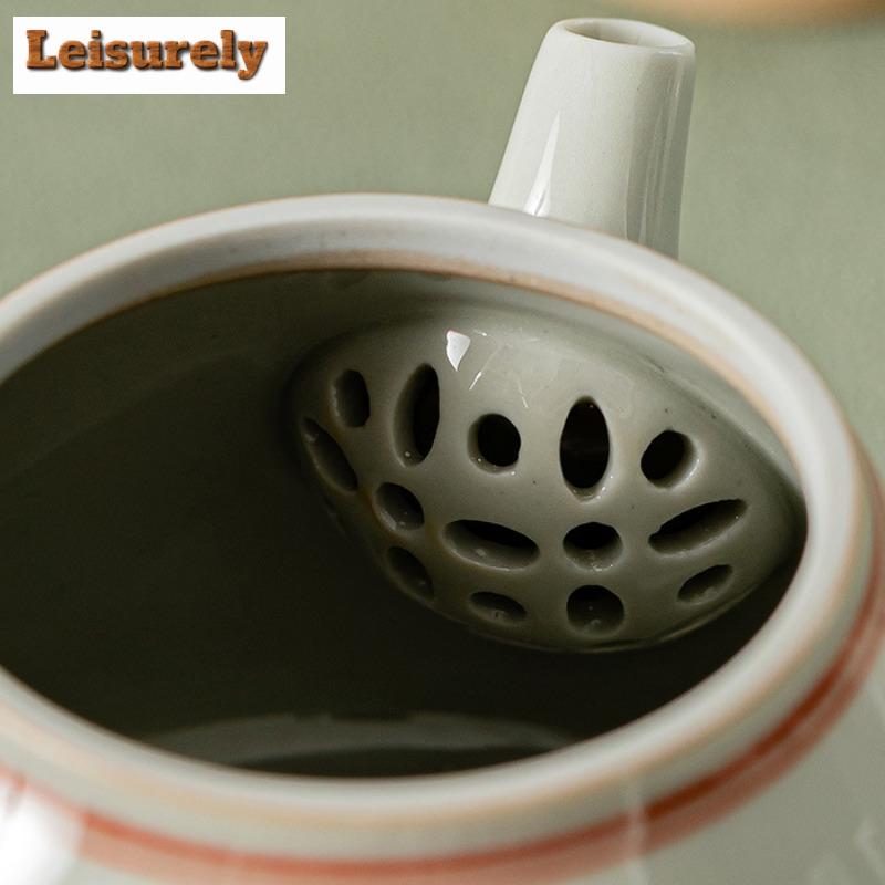 180ml Beixitang Ice Table Glaze Teapot Antique Double Line Small Songyue Pot Tea Maker Kettle Kung Fu Teaware Craft Collection