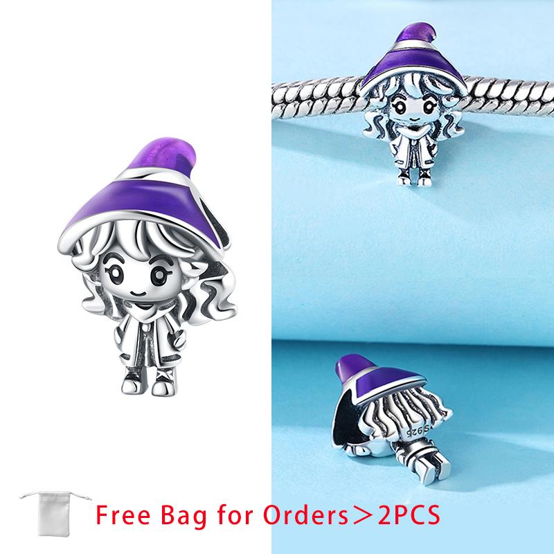 Halloween Purple Flying Witch Bead Components Rabbit Pendant Bead Component Copper Metal Charm Bead Components Compatible With Women Do It Yourself