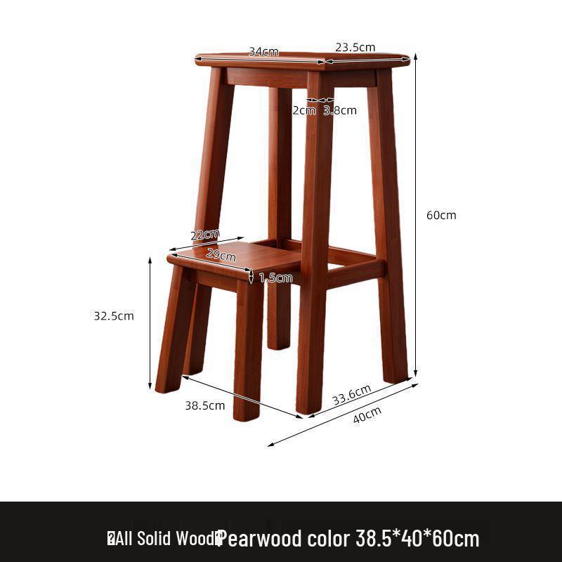 Retro Solid Wood Foldable Step Stool - Multi-functional Indoor Ladder & High Stool