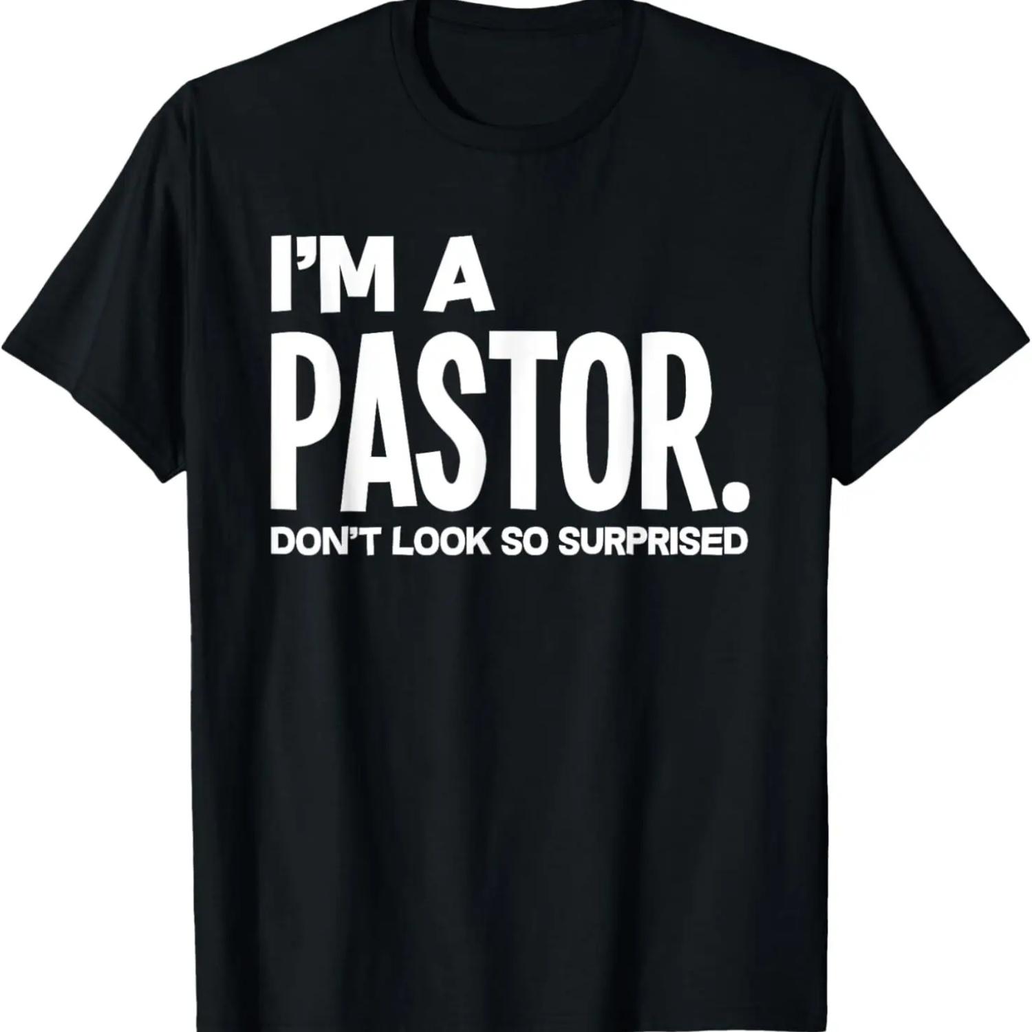 

Смешная футболка «Я пастор, не удивляйтесь», смешная футболка пастора XXXXXL чёрный