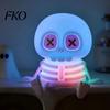 Kids Night Light Halloween Skeleton Light, Silicone Touch LED Bedside Lamp for Kids, Color Changing 8 RGB Dimmable Warm Desk Decor Bedroom Adjustable