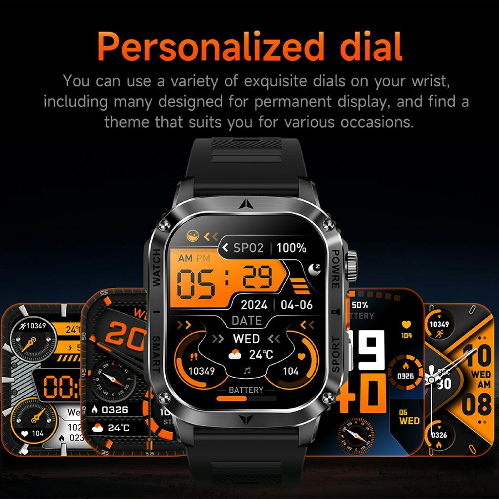 AK80 2.01 Inch HD Screen Smart Watch Bluetooth-Compatible Calling Heart Rate Monitor Sports Tracker,Silicone Strap