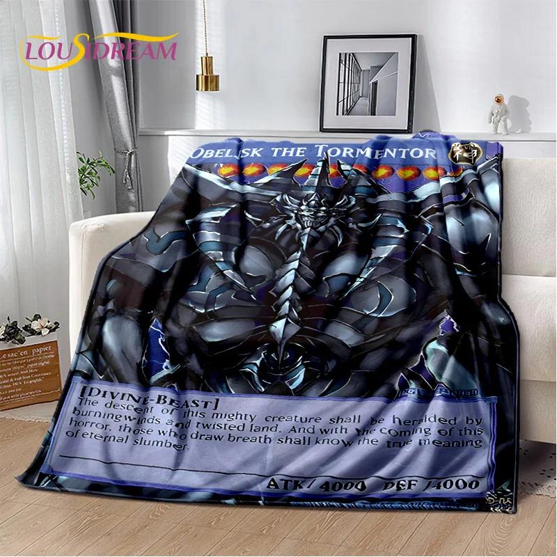 Monster Gold Card Cartoon Yu-Gi-Oh Anime Blue Eyes Dragon Game Soft Flannel Blanket for Bed Bedroom Sofa Picnic,Outdoors Leisure