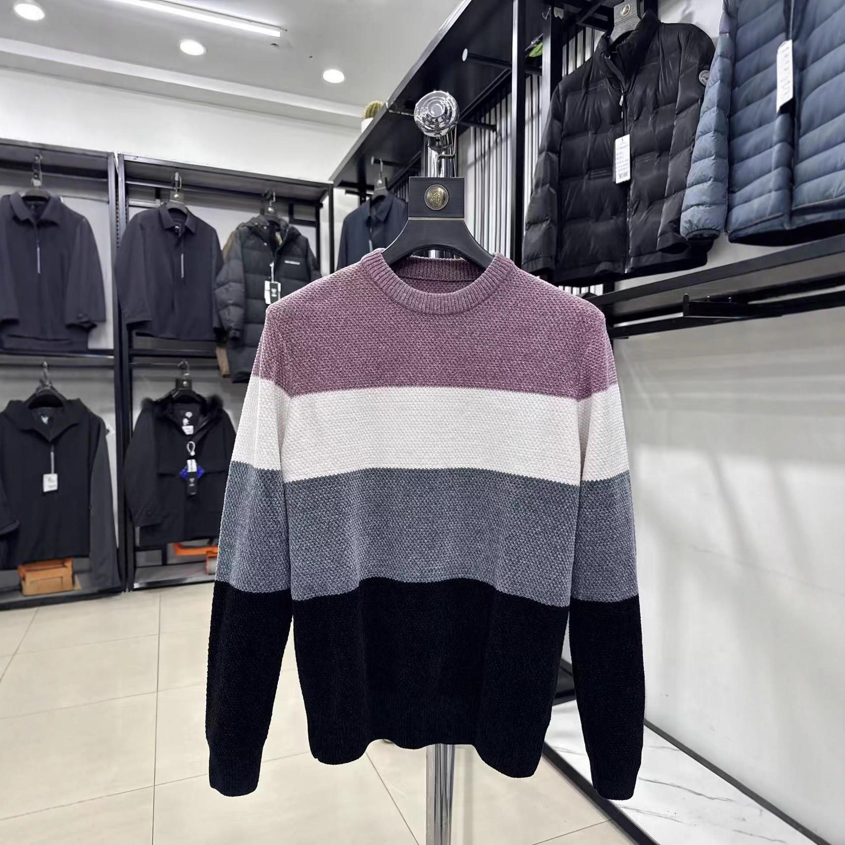 

YaJian Men s Striped Knit Sweater: Soft, Skin-Friendly, and Warm Layer for Autumn/Winter (ME013) Size 185 (150-165 Jin) рожевий