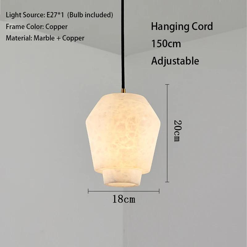 Natural marble restaurant pendant light ceiling light room decoration high-end snowflake stone all copper home hanging  fixtures