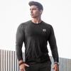 Muscleguys Men Running Slim Fit T-shirt Long sleeves Sports Tees Gym Fitness Sweatshirt Male Jogging Tracksuit Cotton Athletic Shirt Tops