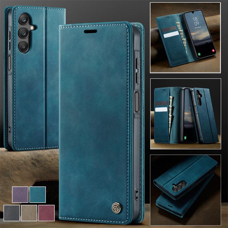 Magnetic Flip Leather Phone Case For Samsung Galaxy S25 FE S24 S23 Plus S22 S21 S20 Ultra A17 A56 A36 A16 A55 A35 A15 A54 A34 A14 A53 A13 Wallet Cover