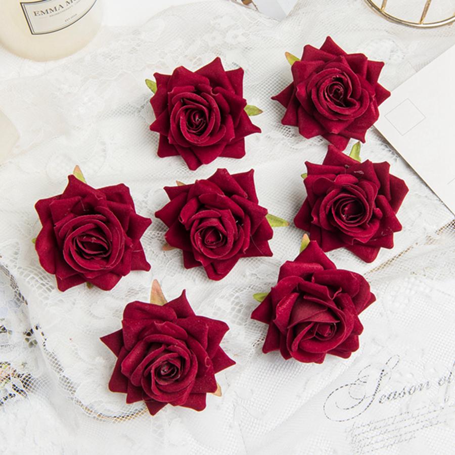 50/100Pcs Artificial Flower Wedding Decor Christmas Wreath Silk Rose Diy Home Vase Outdoor Garden Wall Diy Gift Candy Scrapbook