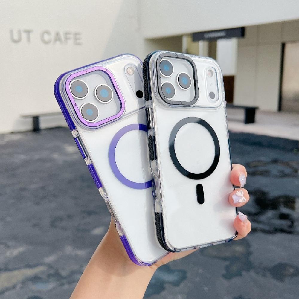 Luxury Transparent Magnetic for Magsafe Case For iPhone 17 Pro Max Air 16 15 14 Plus13 12 11 Colorful Border Shockproof Cover