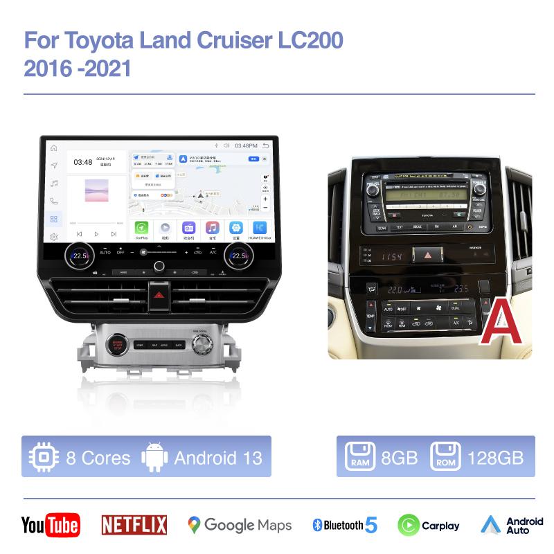 19.8" For Toyota Land Cruiser LC200 2016 -2025 Car Multimedia Video Player GPS Navigation Radio Android Auto Carplay 4G WiFi 360