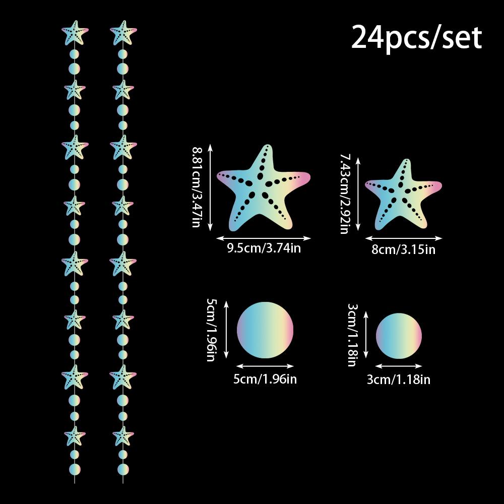 

24pcs Iridescent Mermaid Paper Seashell Starfish star Garland Under The Sea theme Mermaid Birthday Party Hanging Streamer Decor