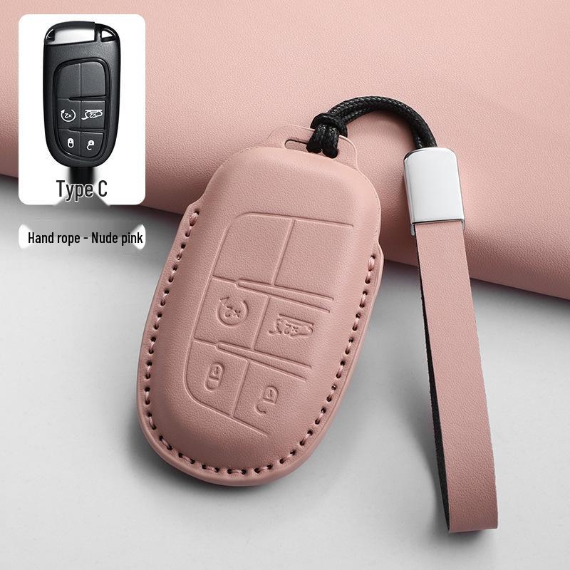 Leather Car Key Holder for Jeep Compass and Dodge Renegade