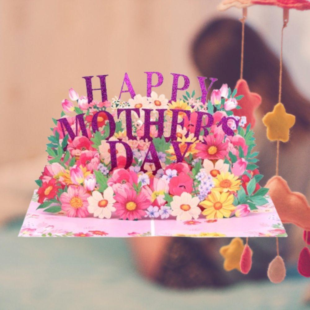 3D Mother's Day Greeting Card Folding Thank You Card Universal Message Cards  For Mom Gift