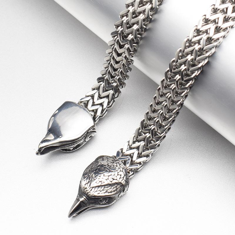 Nuovo braccialetto vichingo Bracciale a doppia fila in acciaio inossidabile da uomo con testa di uccello retrò personalizzato