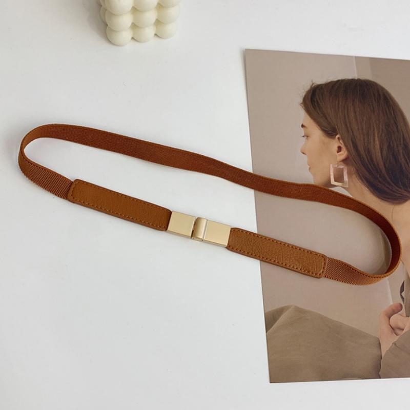 Elegant Vintage Waist Chain Belts Women's Korean Style Sweater Jacket Hooks Elastic Slim Fit Leather Belt