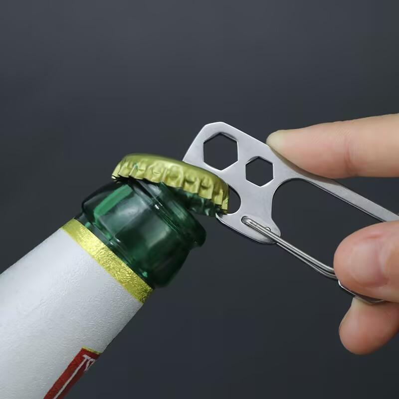 Stainless Steel Mountaineering Carabiner Bottle Opener Outdoor EDC Multi-Functional Tool Key Hook Hex Wrench 4