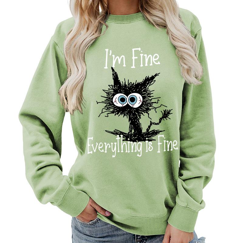 Weekends Printed Round Neck Women's Top Sweatshirt for Autumn Winter Casual Loose Fit Pullovers & Long Sleeves Women’s