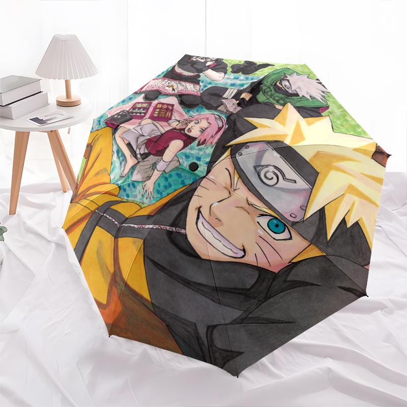 Naruto pattern, automatic folding umbrella, portable and foldable design, 8 ribs, a Christmas or birthday gift.