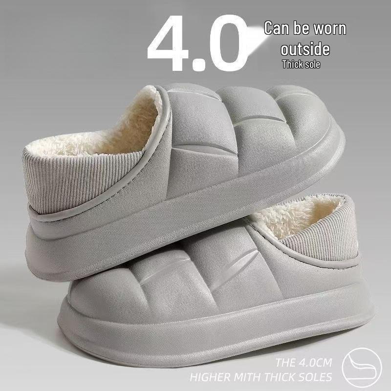 Damen Plüsch Warme Baumwoll Hausschuhe: Wickelabsatz, Geschlossene Zehenpartie, Hauskomfort, Nach der Geburt geeignet.