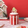 Ceramic Christmas Storage Jar with Lid, 700ml Holiday Candy Canister for Counter Display, Tea Bag Storage, Coffee Bar Accent Use Home