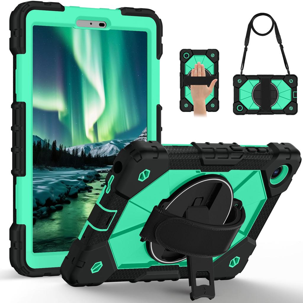 Rotatable Heavy Duty Case for Lenovo Tab One (K9) 2025 8.7 Inch TB305FU Rugged Stand Cover with Shoulder Strap 3-Layers Protect