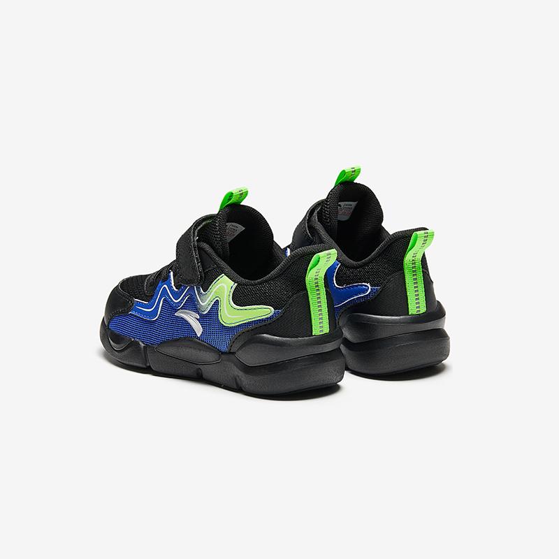 Anta Kids Synthetic Leather Mesh Comfortable Versatile Trendy Lightweight Shock Absorbing Low Top Running Shoes Kids sneaker Black A12449970-2