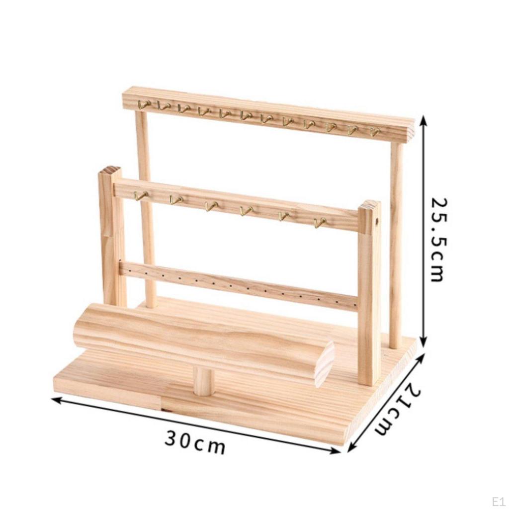 Wooden Jewelry Display Rack Elegant Design Stand Fine Workmanship Necklace and