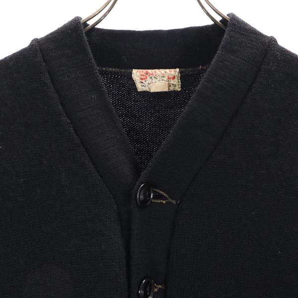SANDKNIT 40s 50s Lettered Long Sleeve Knit Cardigan 42 Black Series Men's Used