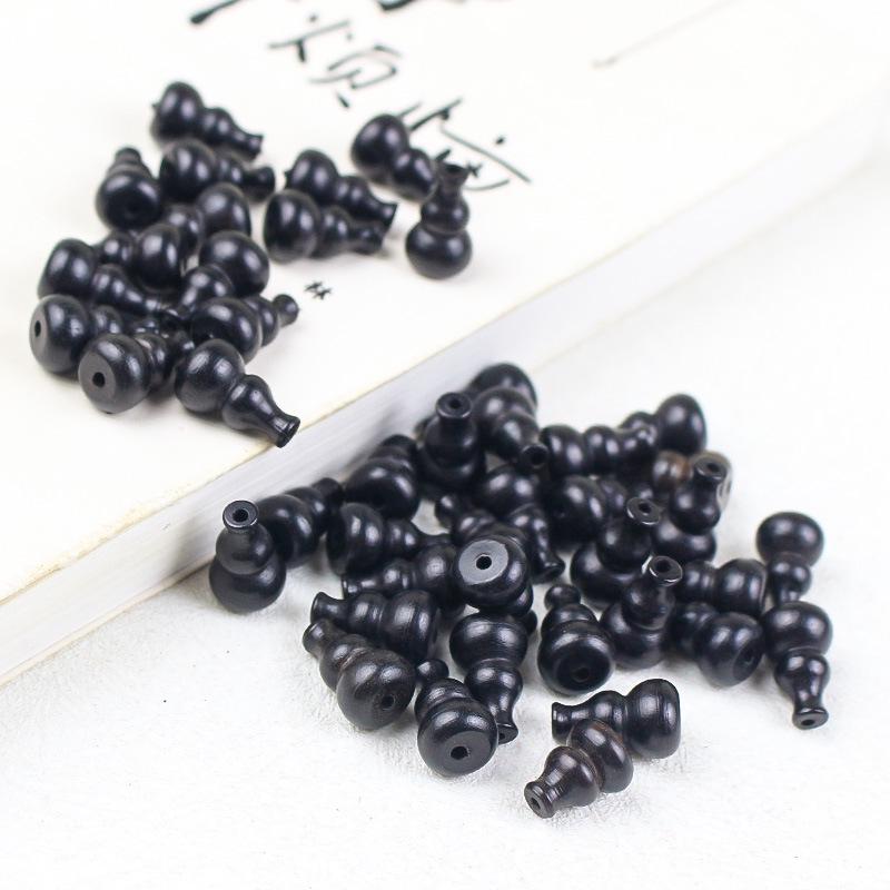 Small 10x15MM Ebony Wood Gourd Pendant Buddhist Beads Bracelet - Handmade Wenwan Wooden Accessory.
