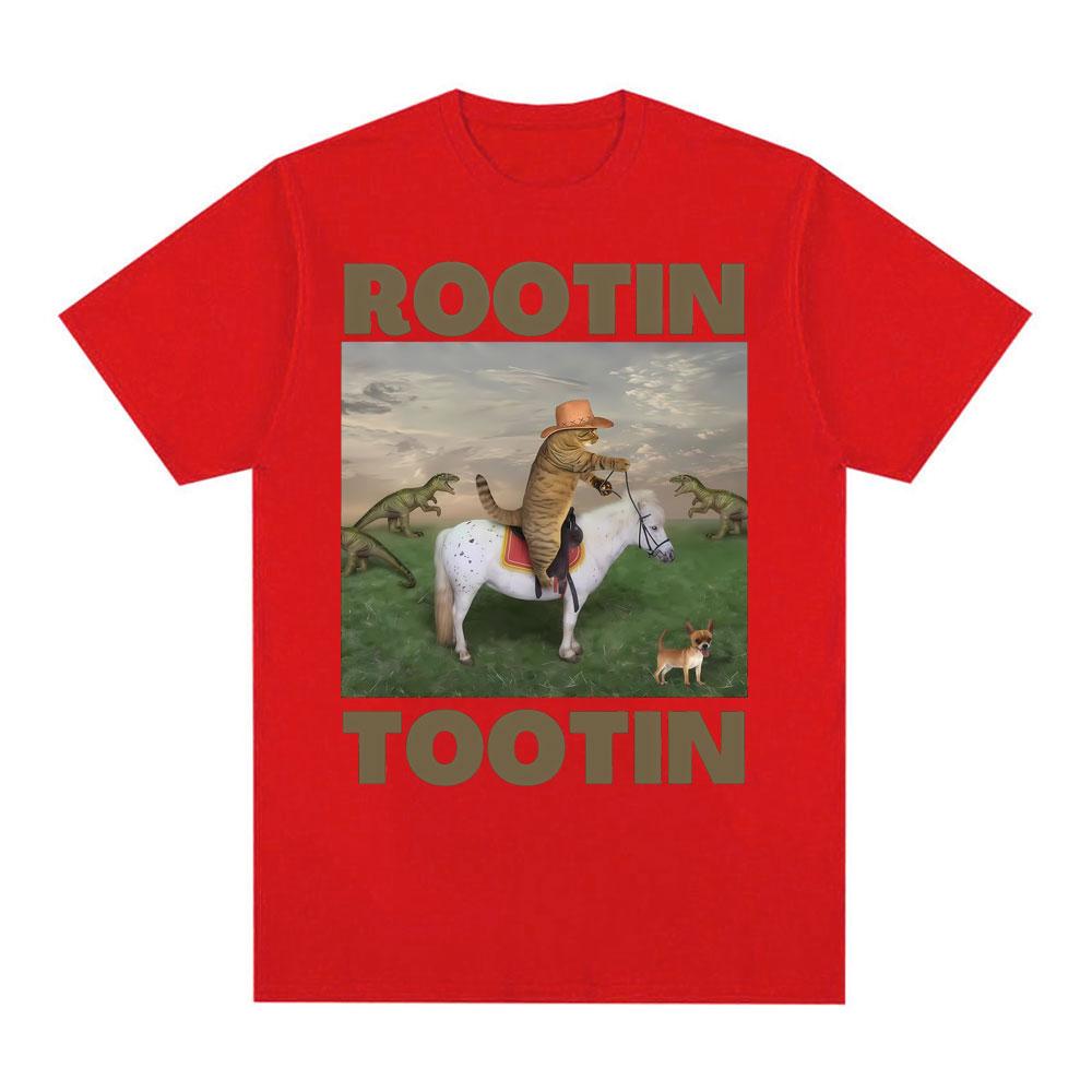 Rootin Tootin Cowboy Cat Graphic Tshirts Unisex Clothing Retro Fashion Humor Short Sleeve T Shirts Cotton Casual Oversized Tshirt S