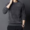 Men Thickened Sweater Casual Round Neck Long-sleeve Knitted Top Warm Pullover Knitwear for Autumn Winter Work Street