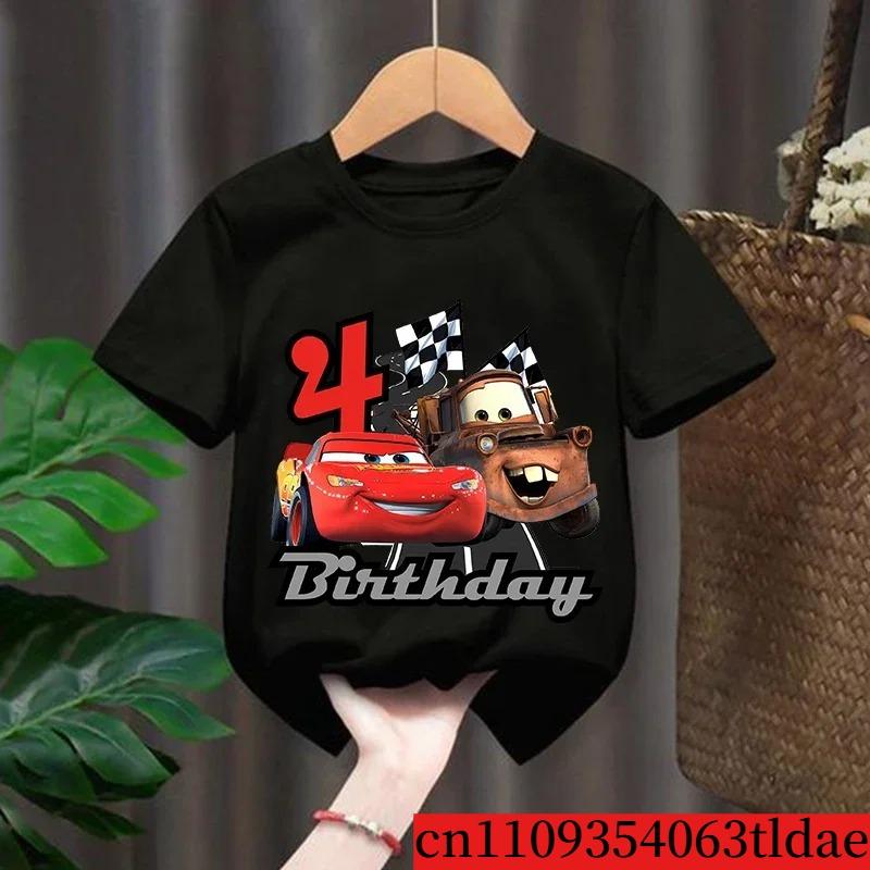 T-shirt Bambino Saetta McQueen Abbigliamento Bambini Numero Compleanno 1-9 Stampa Abbigliamento Bambini Abbigliamento Festa Top in Cotone Maglietta Cars