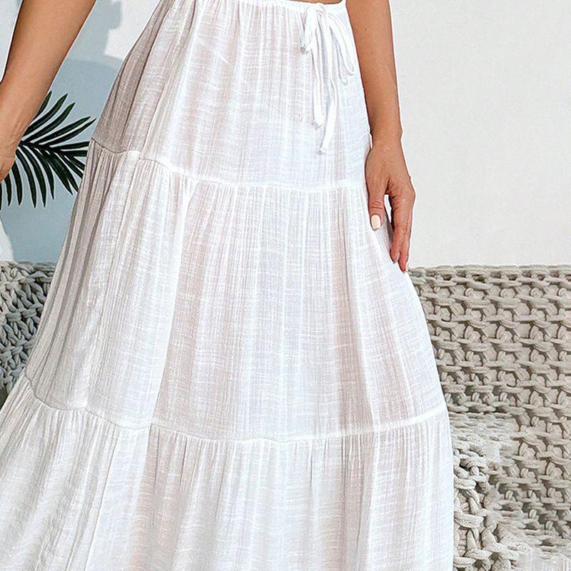 Vacuum Beach Skirt2025 Summer New European and American Women Solid Leisure Vacation Beach Skirt