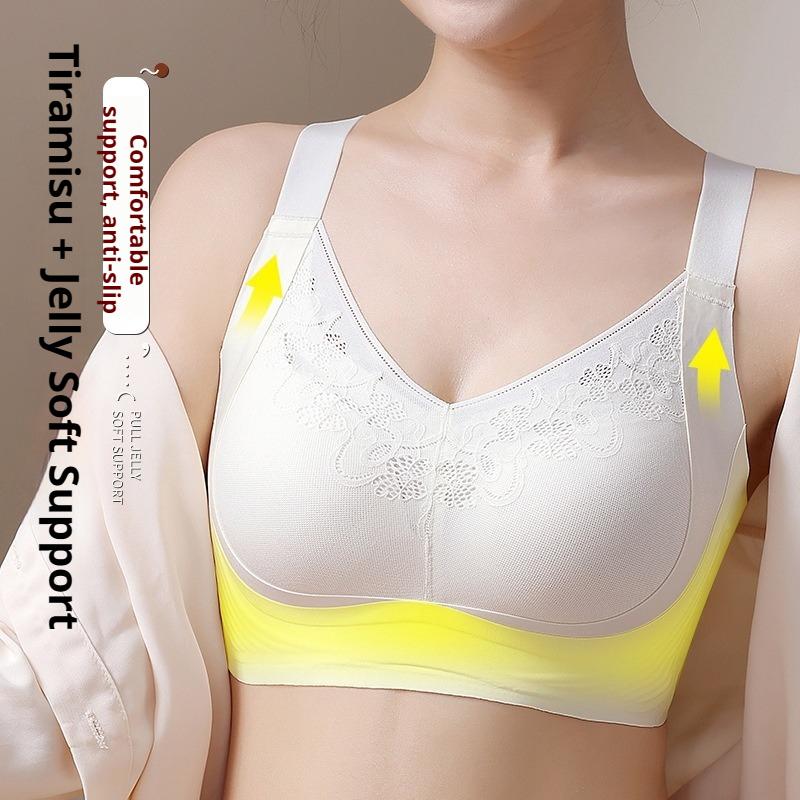 Gypsophila Lifting Seamless Gathered Side Plus Size Underwear Soft Support Adjustment Sexy Lace Bra