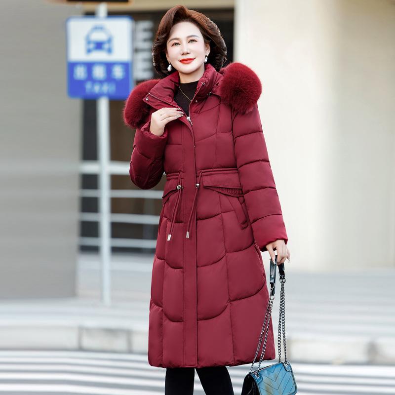 

Элегантная и модная хлопковая куртка выше колена для женщин, универсальная зимой, свободная и теплая пуховая хлопковая куртка, устойчивая к холоду 5XL