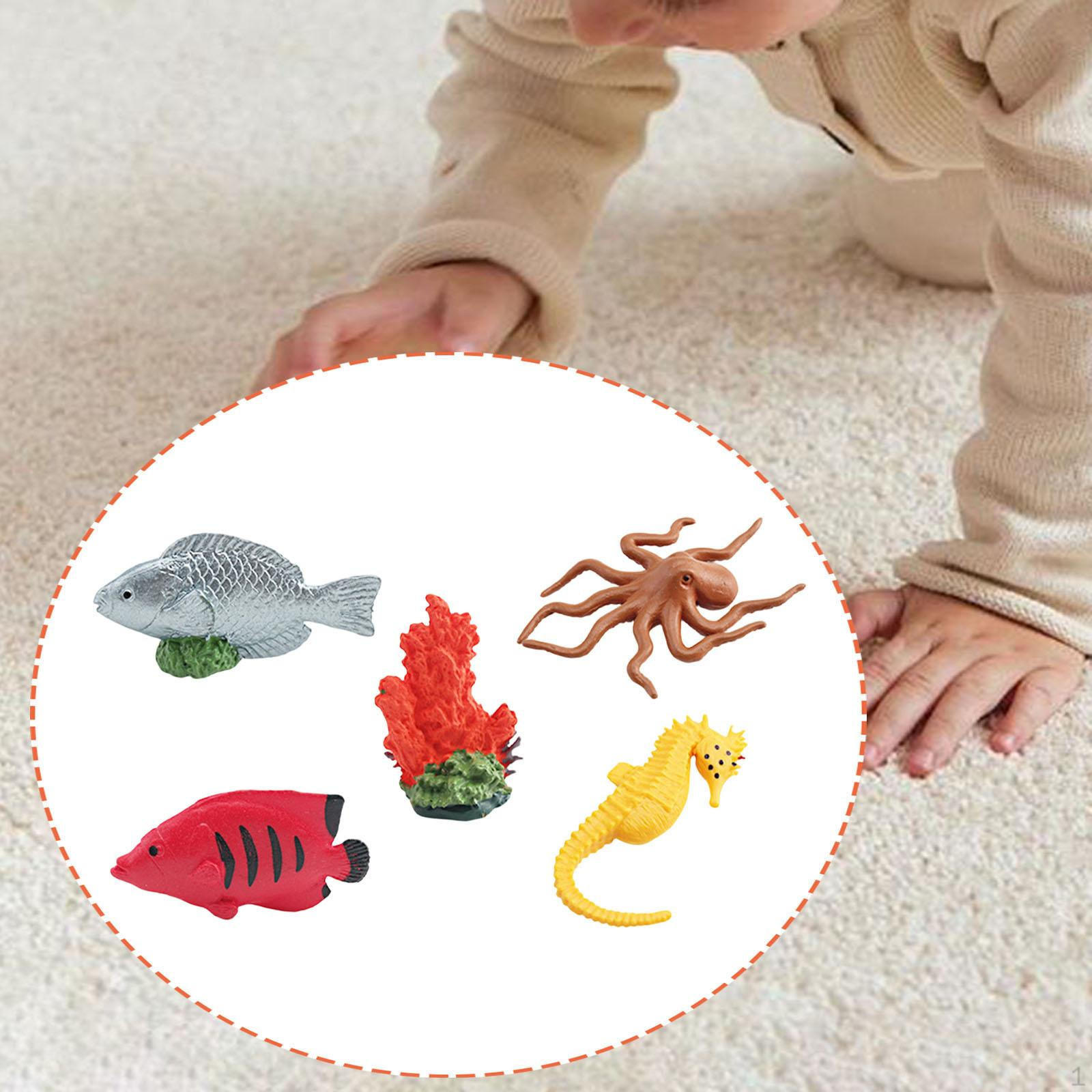 5 Pieces Marine Life Figurines Animal Figures Realistic Model Ornaments Educational Creatures Toys 1604