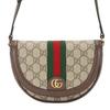 Ophidia Distressed Double G Logo Old Flower All Over Print Canvas and Leather Shoulder Crossbody Bag Mini Women's Brown