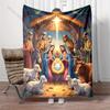 1PC Jesus birth scene Print Believer Pray blanket Warm soft flannel material suitable for all seasons luxurious gift